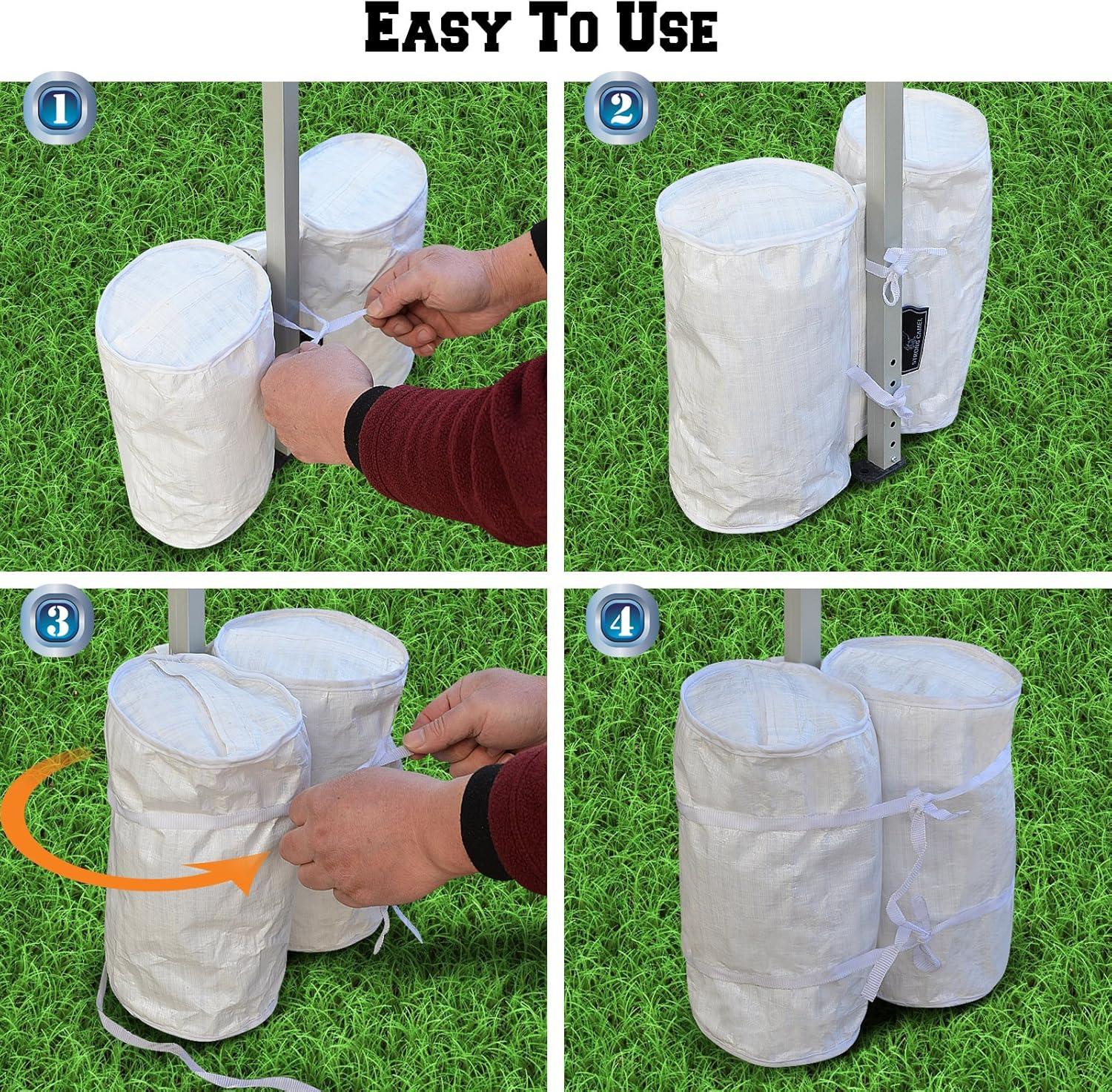 White PE Outdoor Tent Weight Sand Bag Kit with Carry Straps