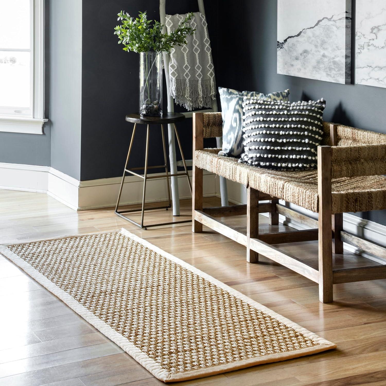 Nuloom Hesse Checker Weave Seagrass Kitchen Runner Indoor Area Rug - Hallway, Entryway, 2' 6" x 6', Natural