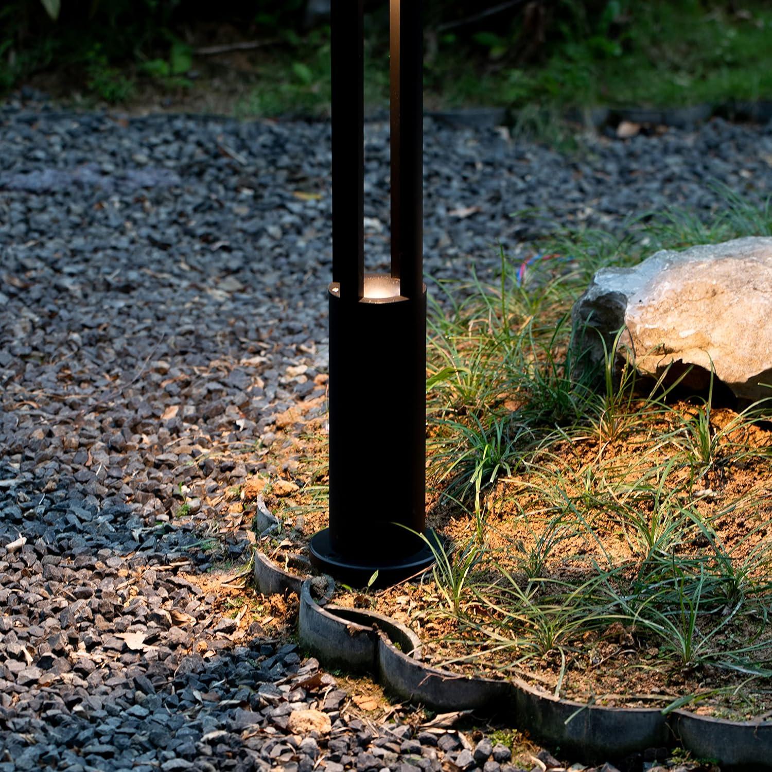 Gardenised Black Integrated LED Metal Bollard Light