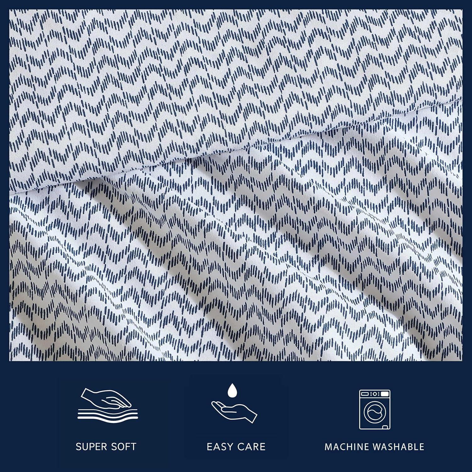 King Blue Cotton Percale Deep Pocket Sheet Set