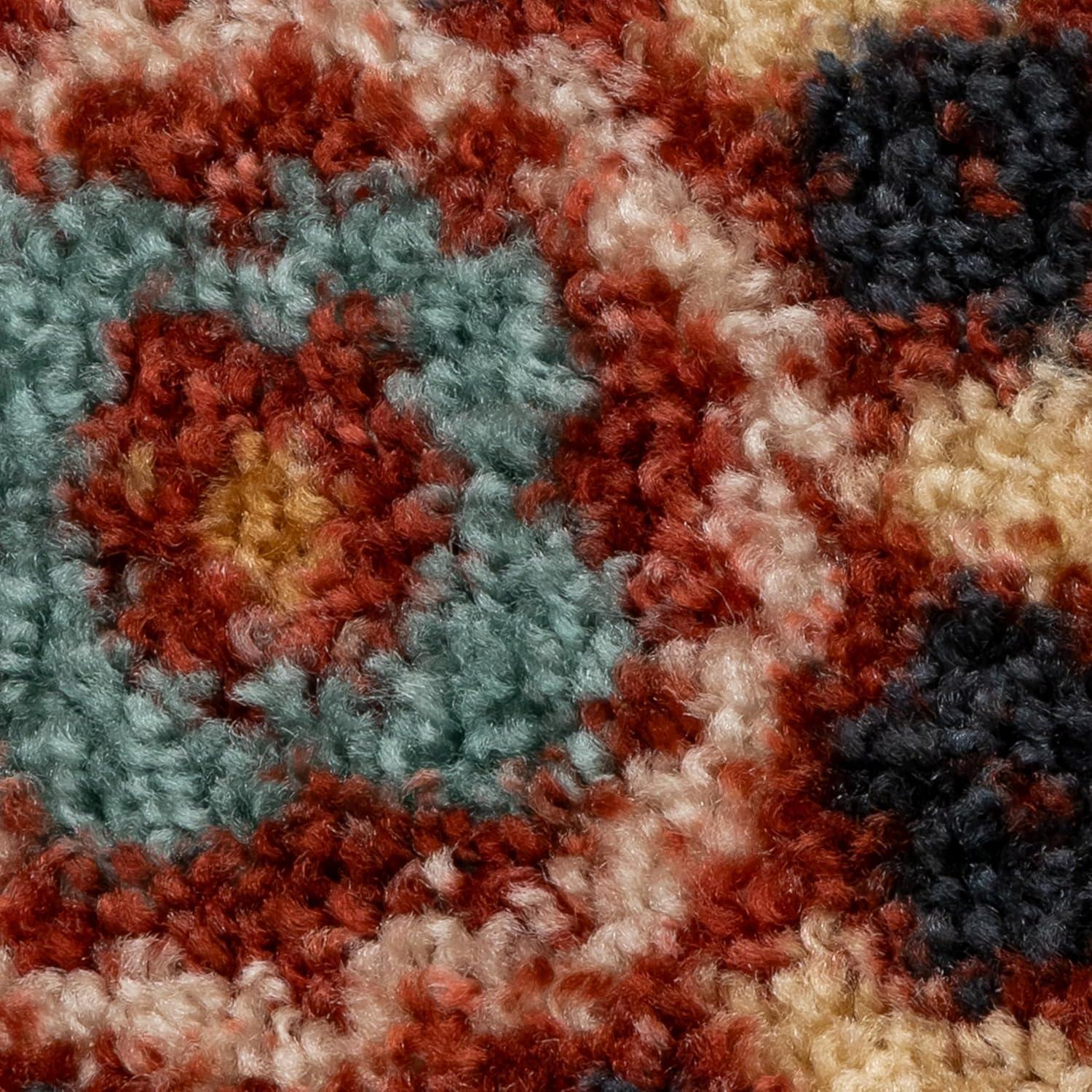 Maples Rugs - Reggie Bohemian Floral Washable Indoor Runner Rugs, 1'8 x 5', Red