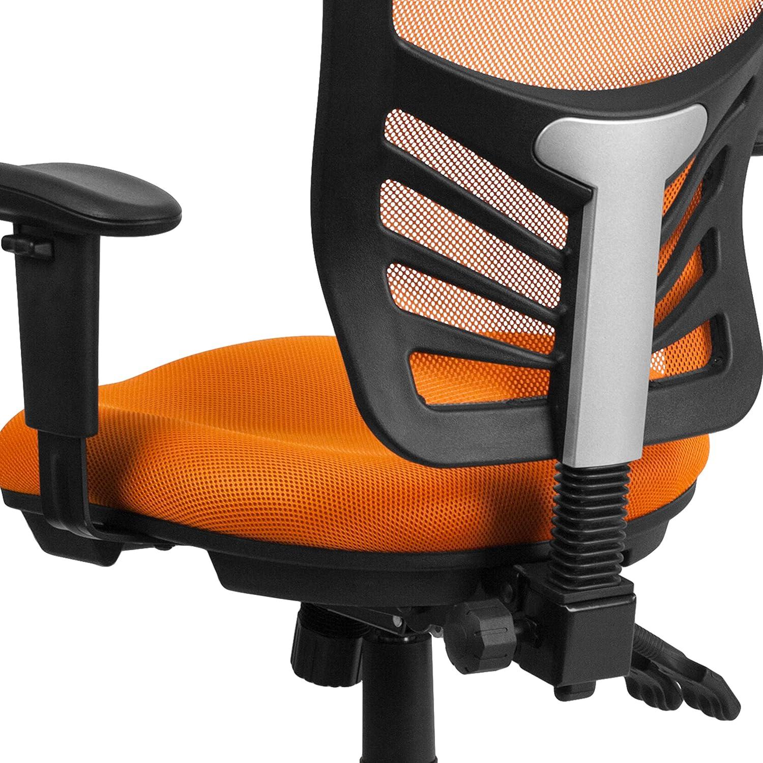 ErgoFlex Mid-Back Orange Mesh Swivel Office Chair with Adjustable Arms