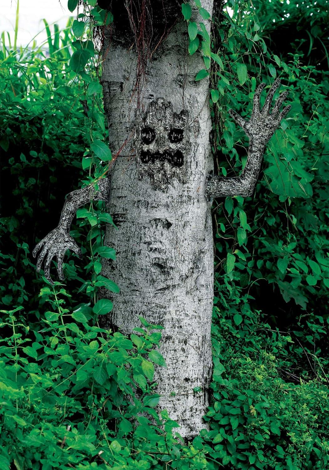 Spooky Brown Tree Face and Arms Outdoor Decoration