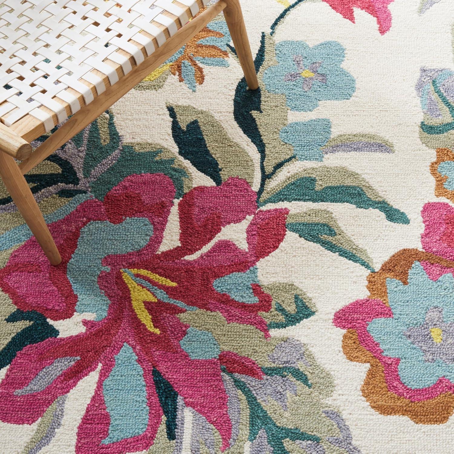 SAFAVIEH Jardin Jamaar Floral Wool Area Rug, Ivory/Pink, 8' x 10'