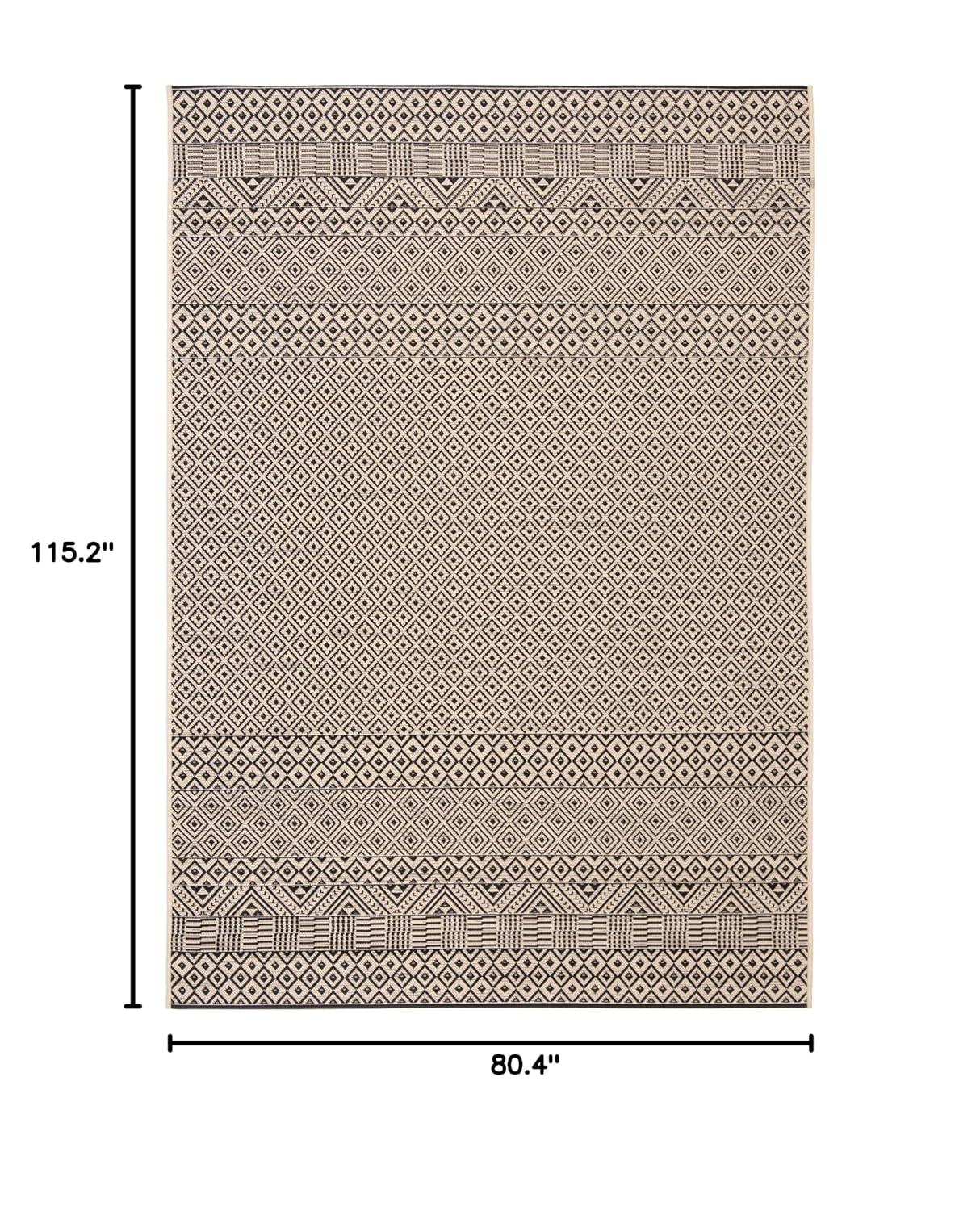 Courtyard CY6235 Power Loomed Indoor and Outdoor Area Rug - Beige/Black - 6'7"x9'6" - Safavieh
