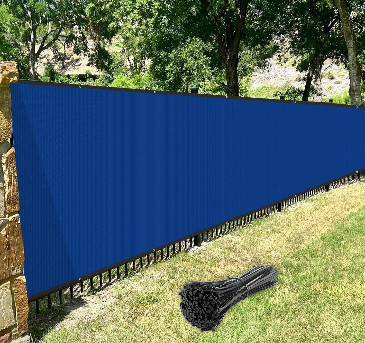 Privacy Fence Screen 5' x 12' Heavy Duty Windscreen Fencing Mesh Fabric Shade Net Cover for Outdoor Wall Garden Yard Pool Deck, Blue
