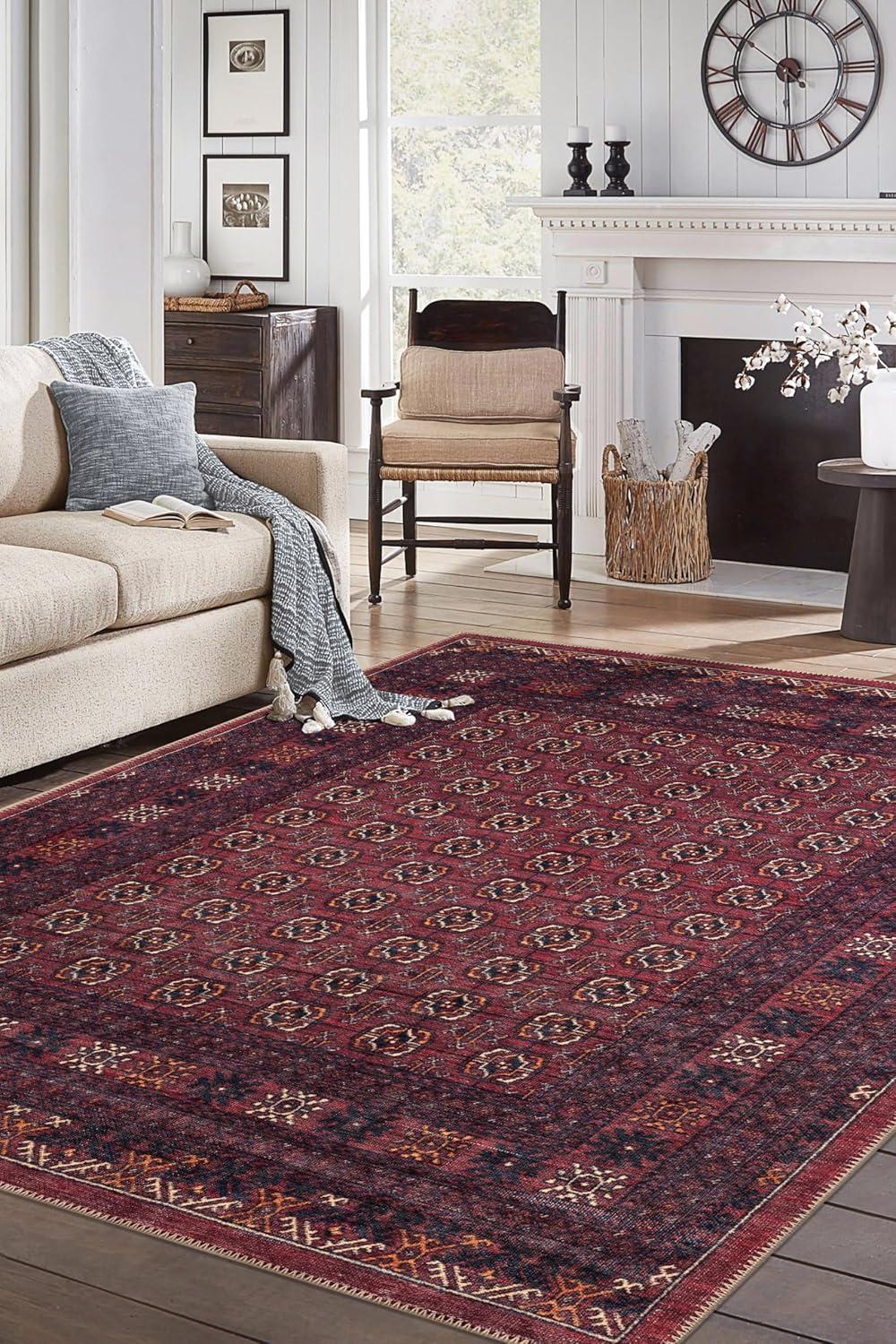 Keen Home Design Machine Washable Area Rugs with Non-slip Backing, Ideal for Hallway, Living Room, Bedroom, Kitchen and Laundry Room, Vintage Moroccan and Low Pile Rug - ( 8' x 10' )