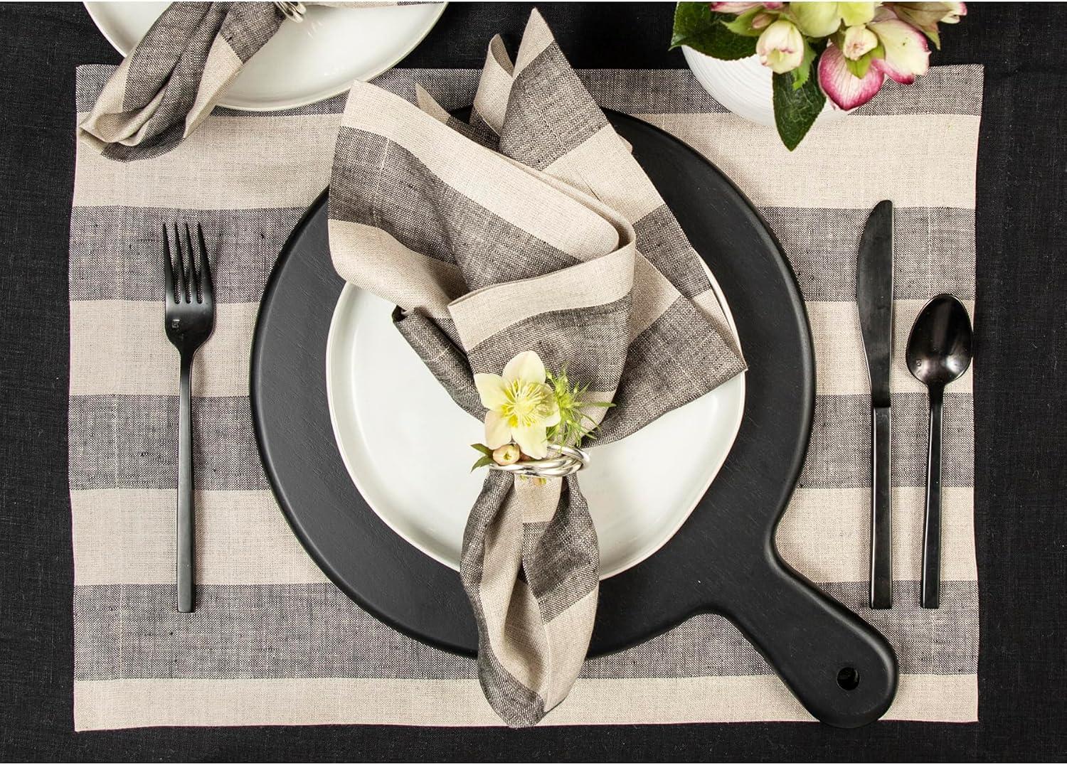 Solino Home Cabana Stripe - 100% Pure Linen Placemats (Set of 4)