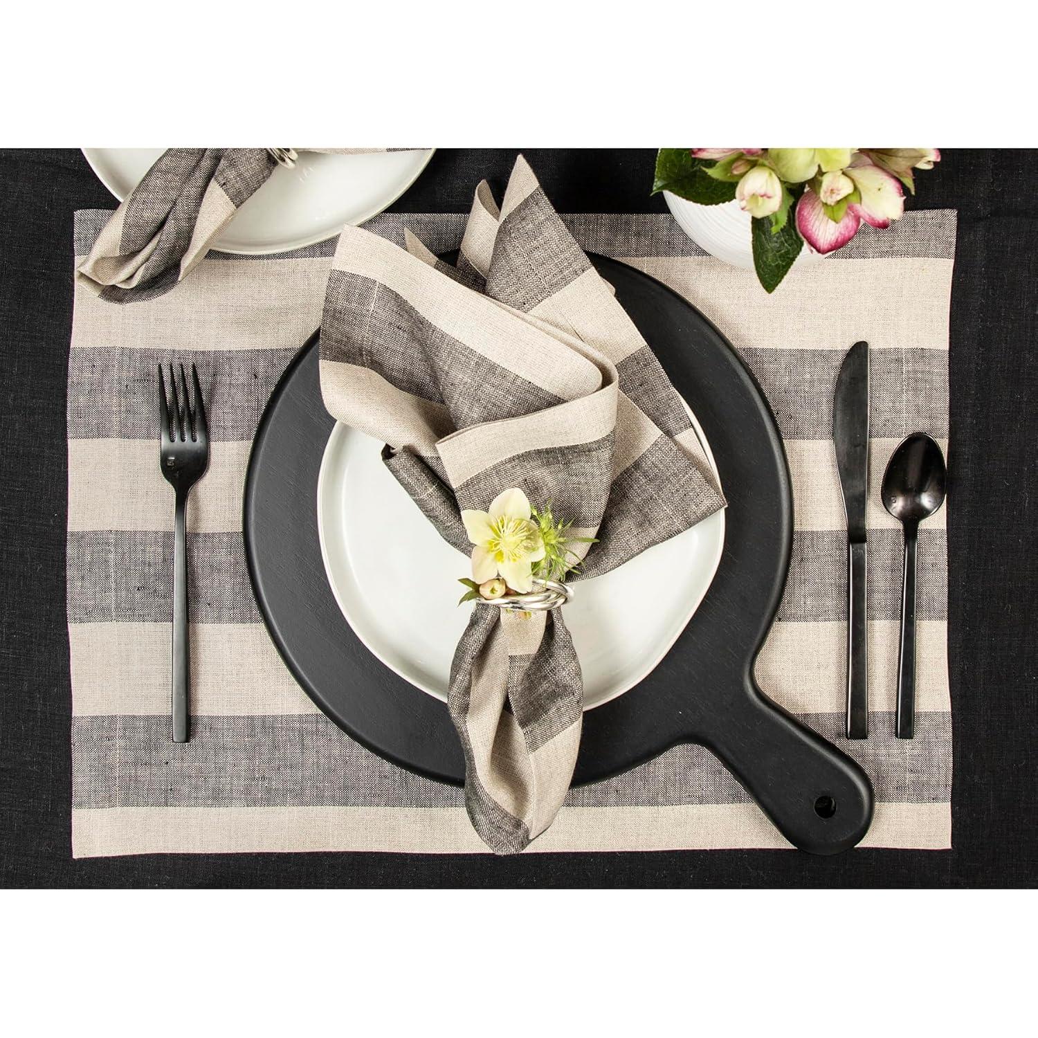 Solino Home Cabana Stripe - 100% Pure Linen Placemats (Set of 4)