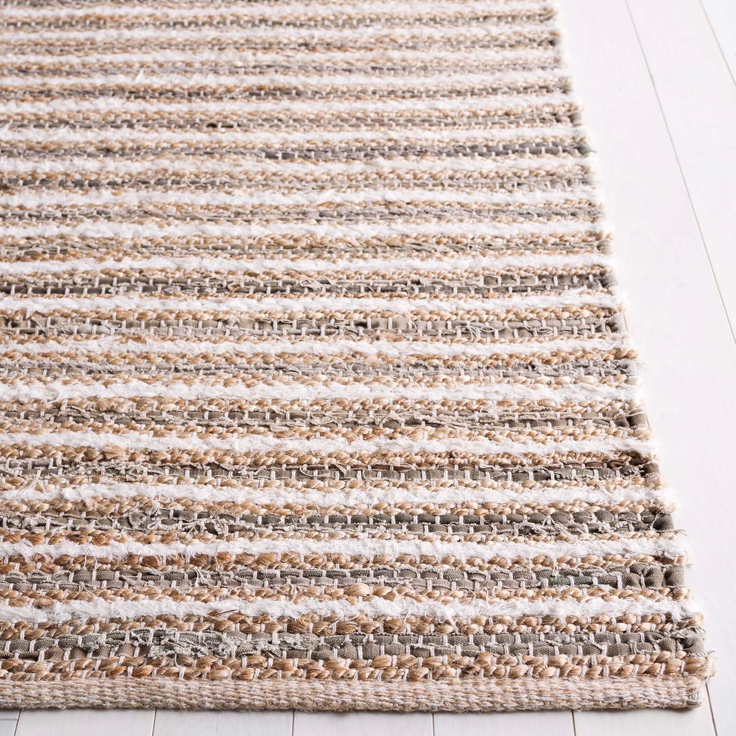 Cape Cod CAP151 Handmade Woven Area Rug - Natural/Green - 8' X 10' - Safavieh
