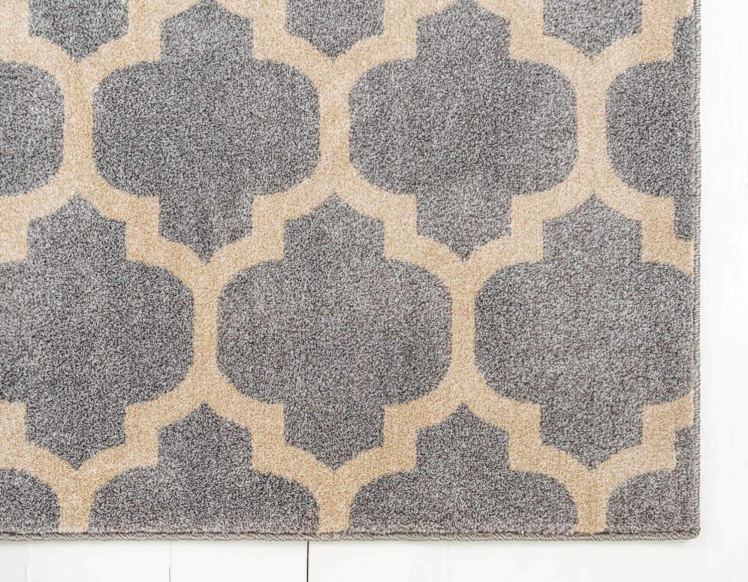 Unique Loom Trellis Collection Area Rug - Philadelphia (6' 1" x 9' Rectangle Light Gray/Beige)