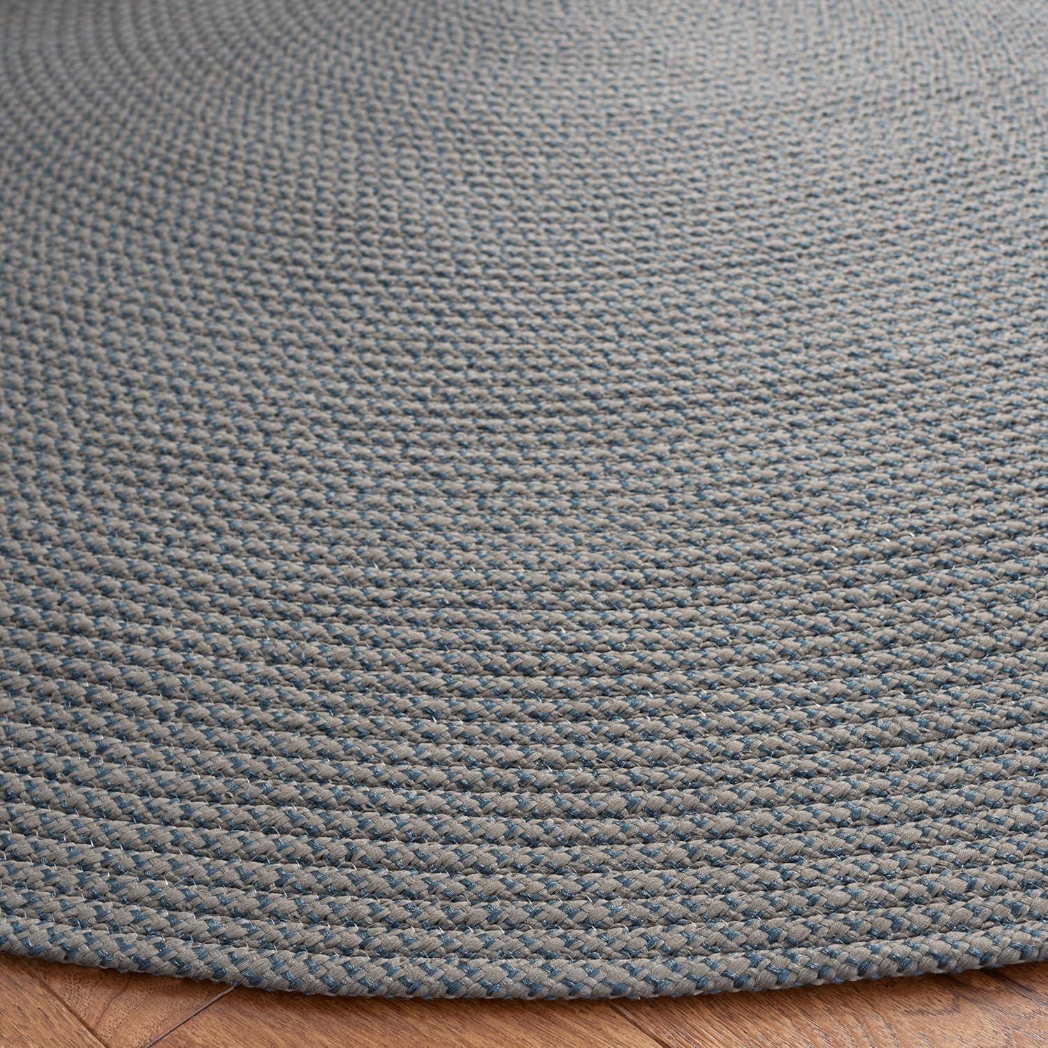 Braided BRD403 Hand Woven Area Rug - Grey/Blue - 7' round - Safavieh.