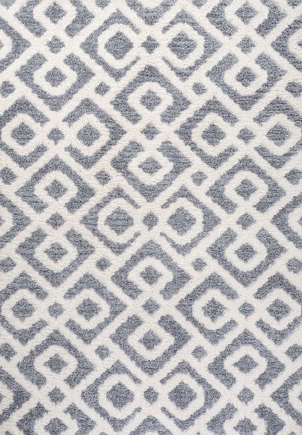 3' x 5' Astrid Retro Trellis High-Low Area Rug, Cream/Gray - JONATHAN Y