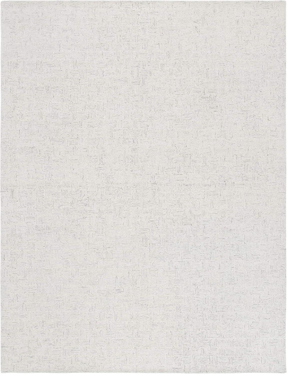 SAFAVIEH Micro-Loop Charlotte Solid Area Rug, Light Grey/Ivory, 9' x 12'