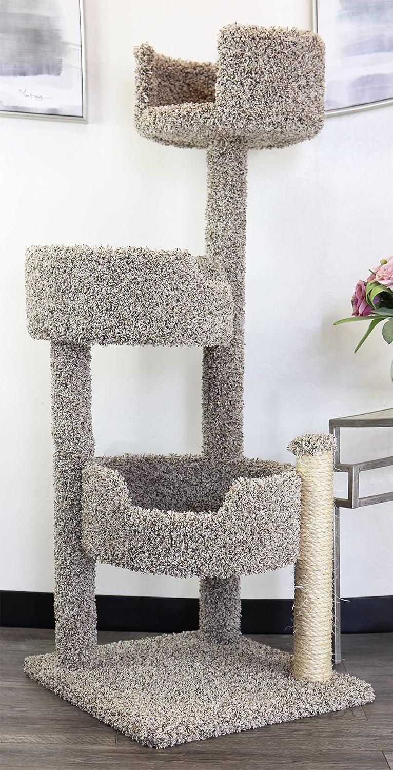 Deluxe Beige Sisal and Carpet Cat Tree with Perches