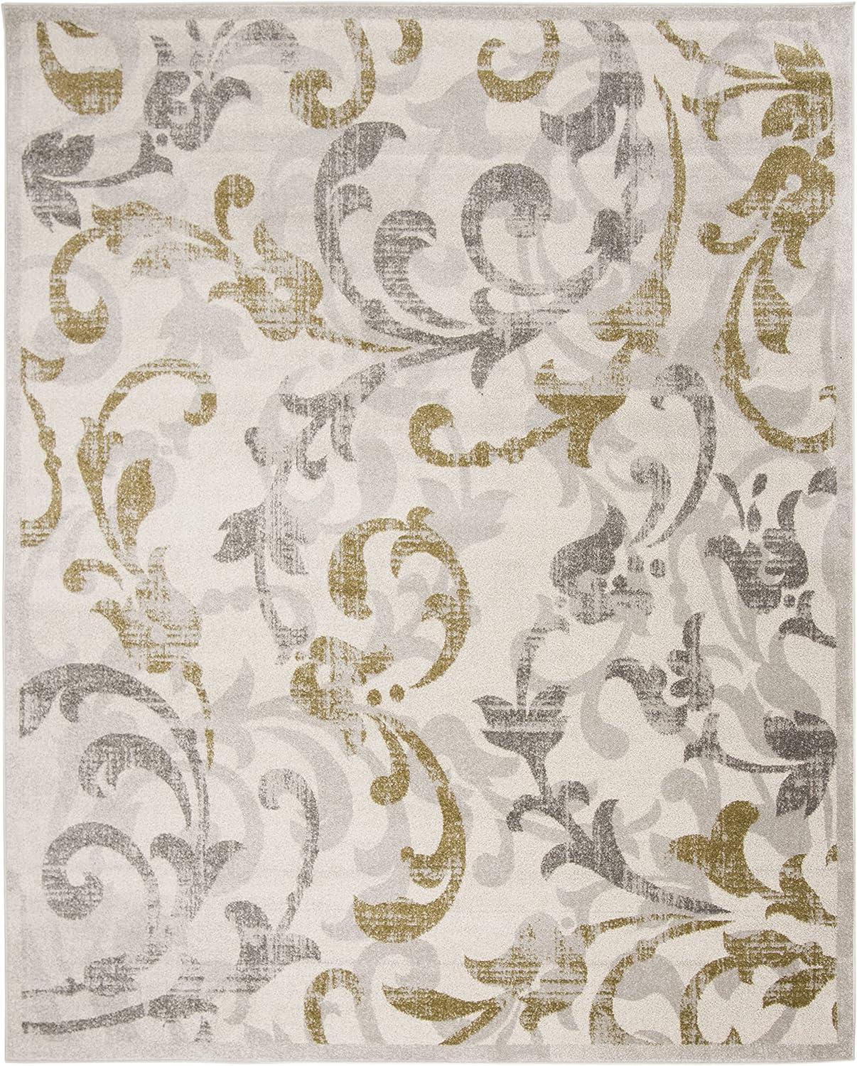 SAFAVIEH Amherst Millard Floral Area Rug, Ivory/Light Grey, 10' x 14'