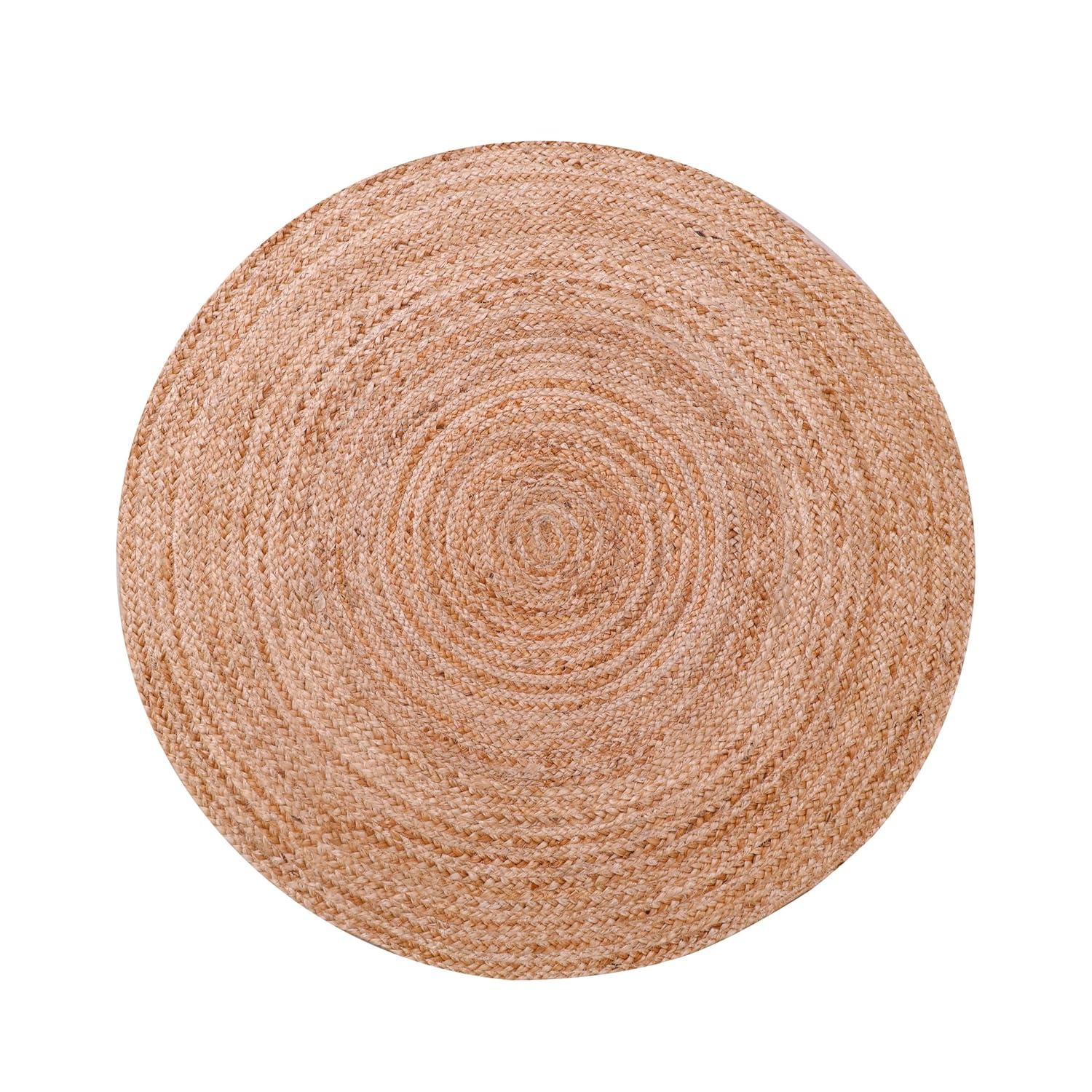 Nuloom 4 Round Rigo Jute Hand Woven Indoor Area Rug, Natural, Solid Farmhouse Design, Natural Fiber Bedroom, Living Room, Kitchen,