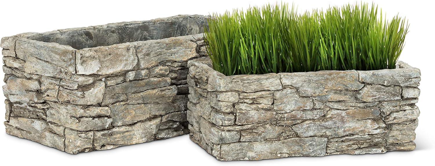 4 x 8 in. Stack Stone Planter, Grey - Small