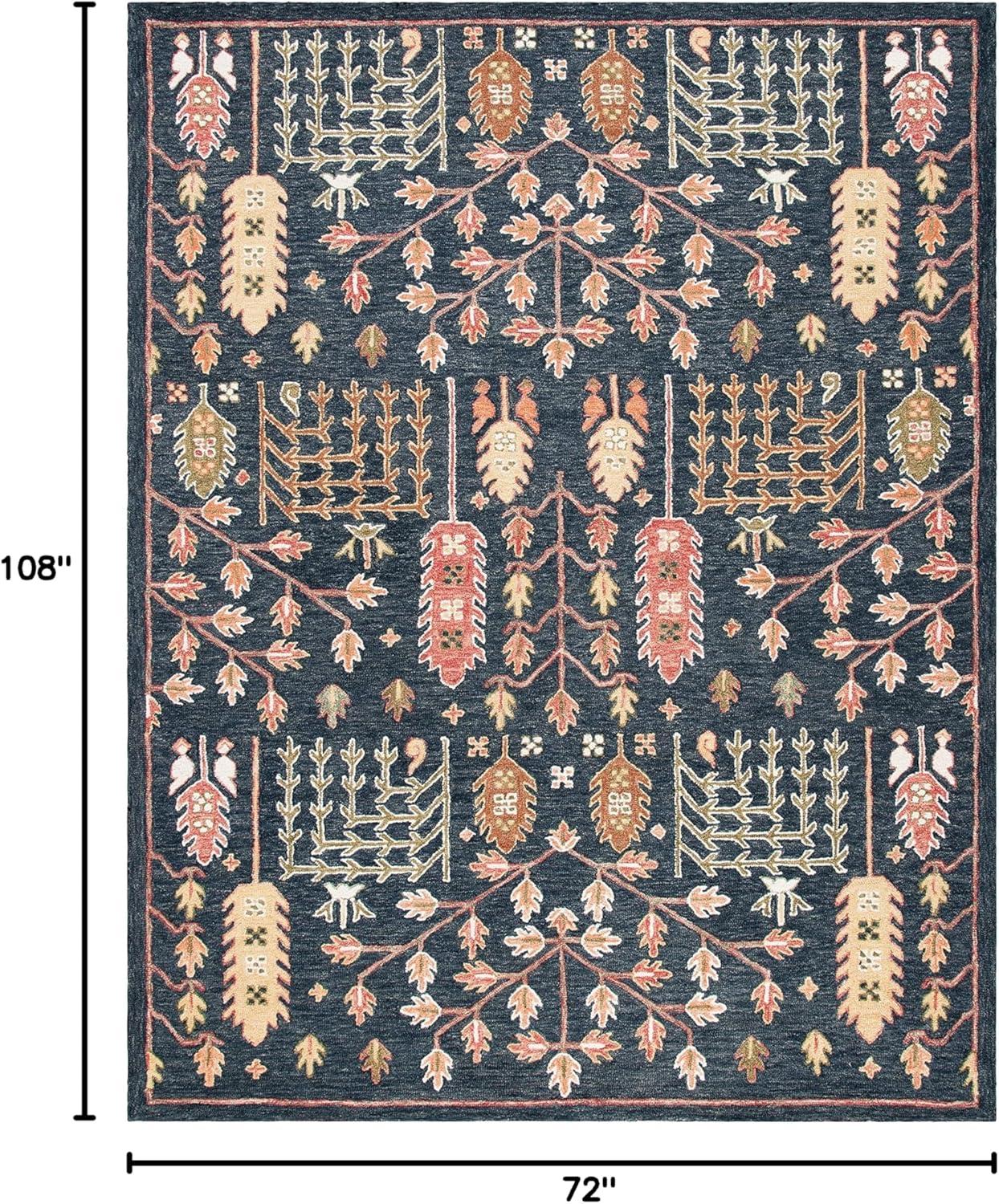 Aspen APN522 Hand Tufted Indoor Area Rug - Black/Red - 6'x9' - Safavieh