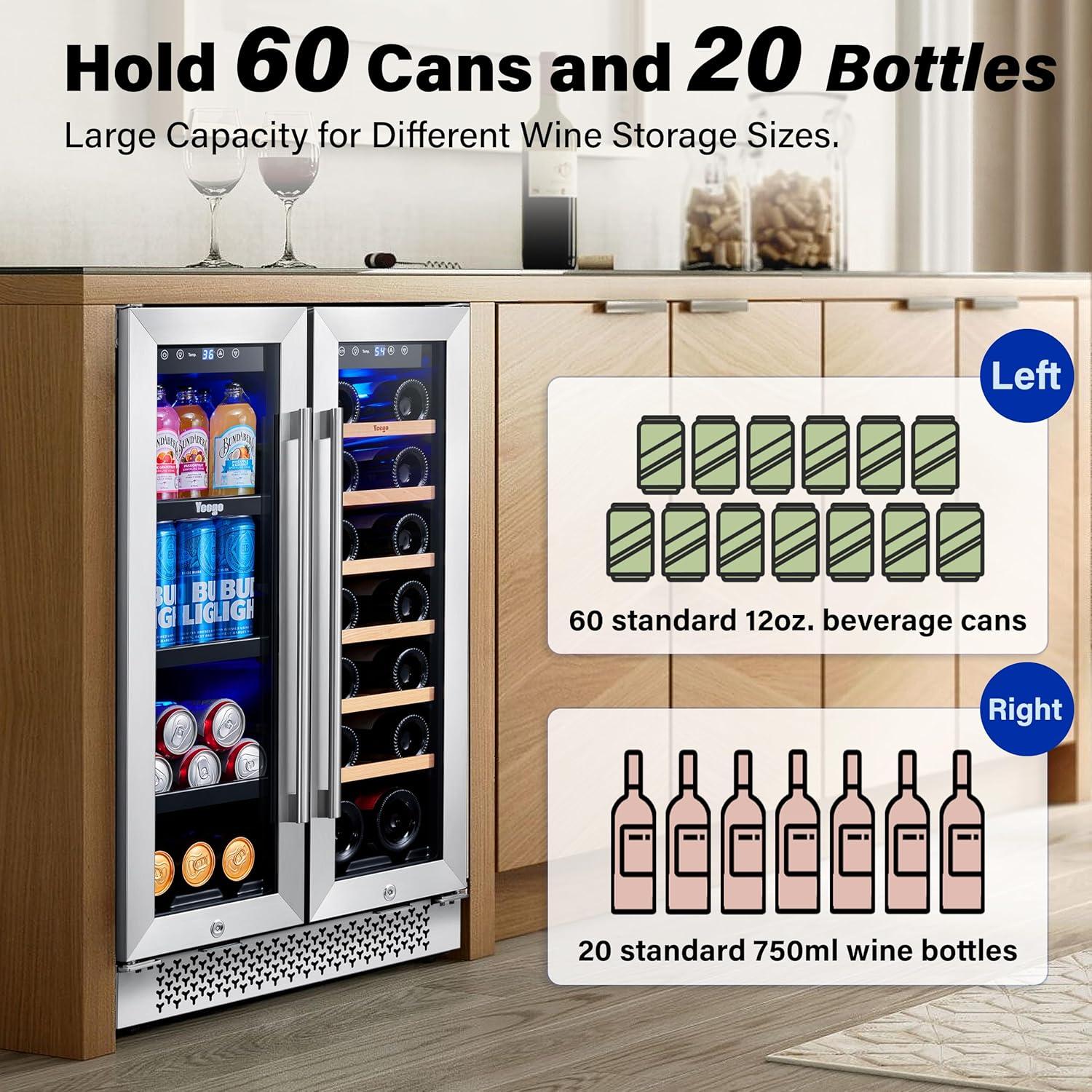 24 Inch Stainless Steel Dual Zone Wine and Beverage Cooler