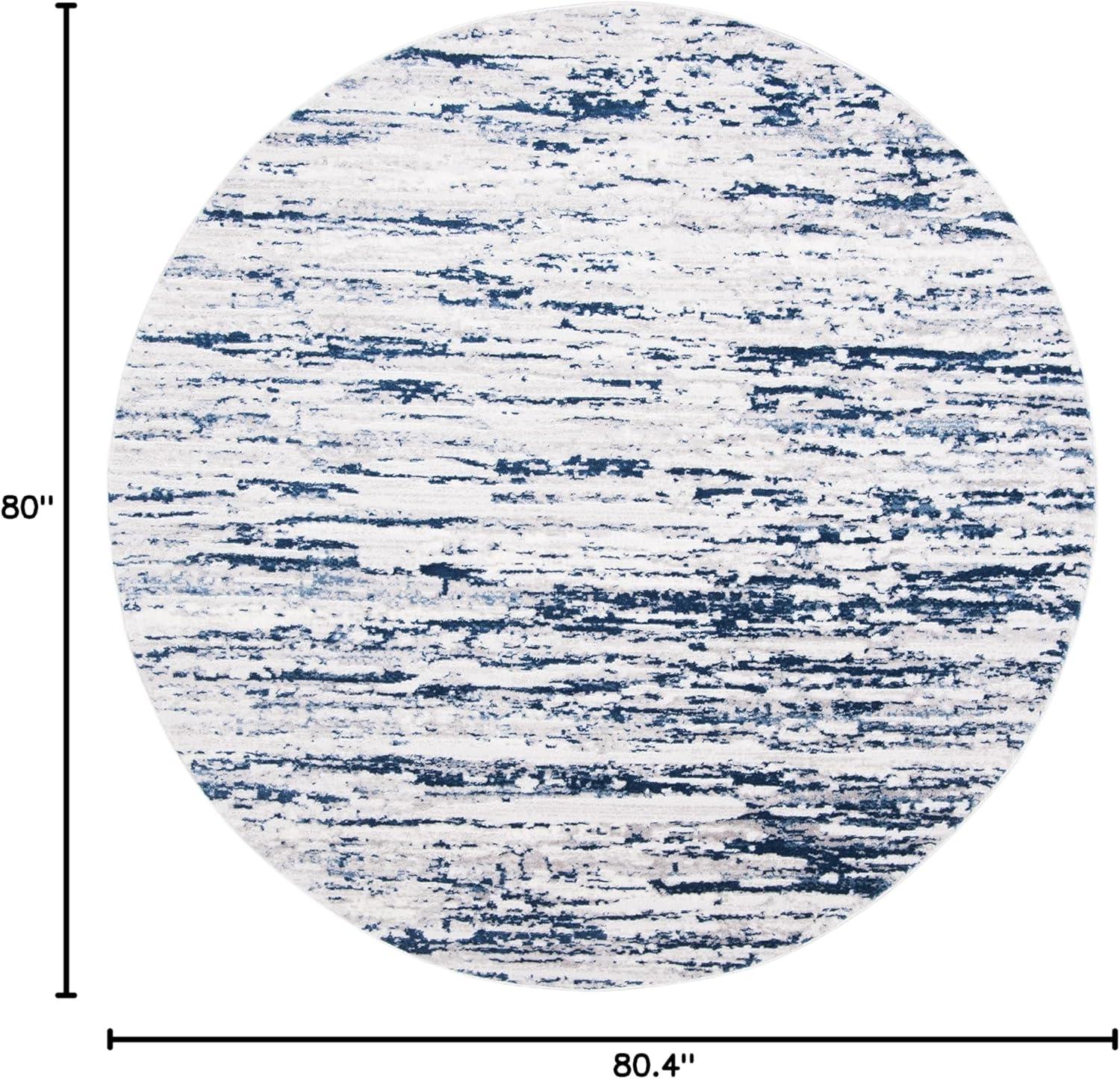 Amelia ALA768 Power Loomed Area Rug - Grey/Navy - 6'7" Round - Safavieh.