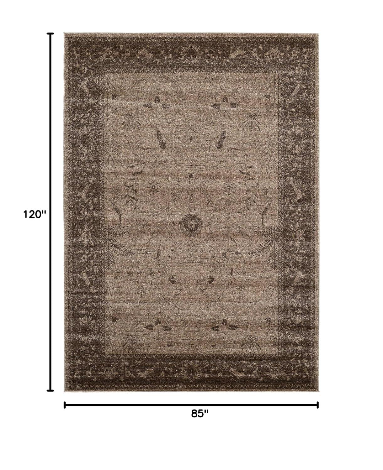 Unique Loom Floral La Jolla 7 x 10 (ft) Loomed Polypropylene Light Brown/Dark Brown Rectangular Indoor Floral/Botanical Area rug