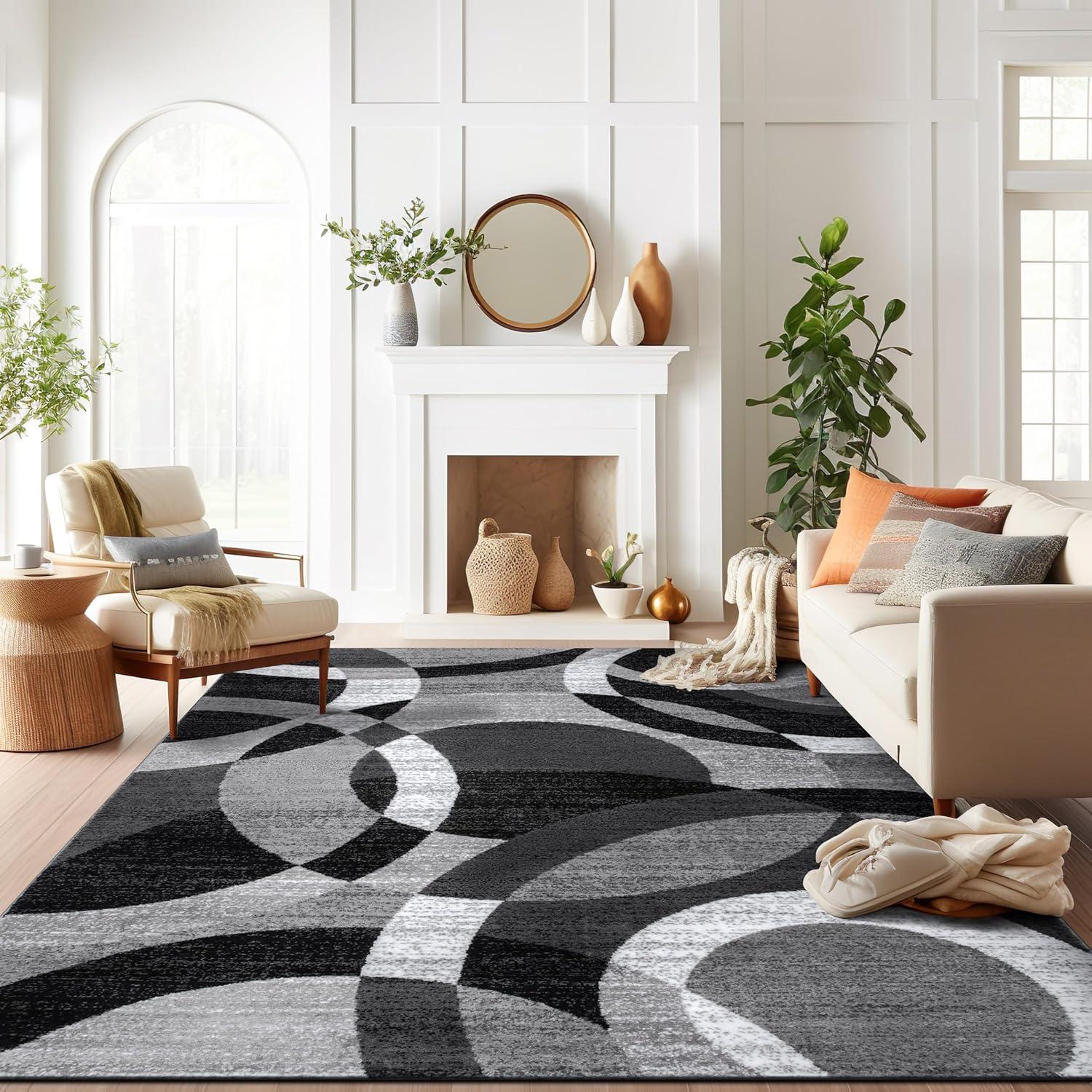 Gray Geometric 12' x 15' Stain-Resistant Area Rug