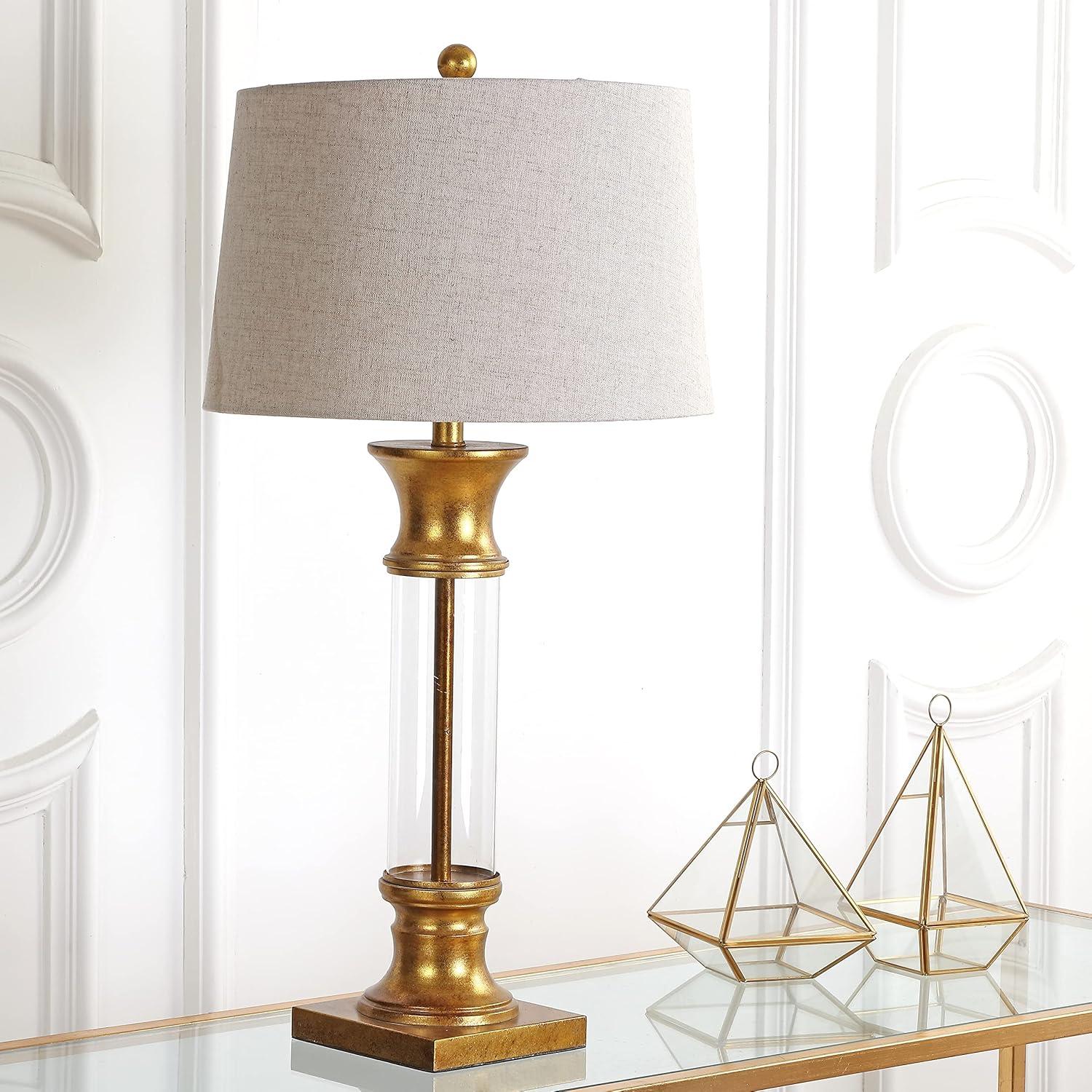 JONATHAN Y Hunter 32" Metal/Glass LED Table Lamp, Gold Leaf (Set of 2)