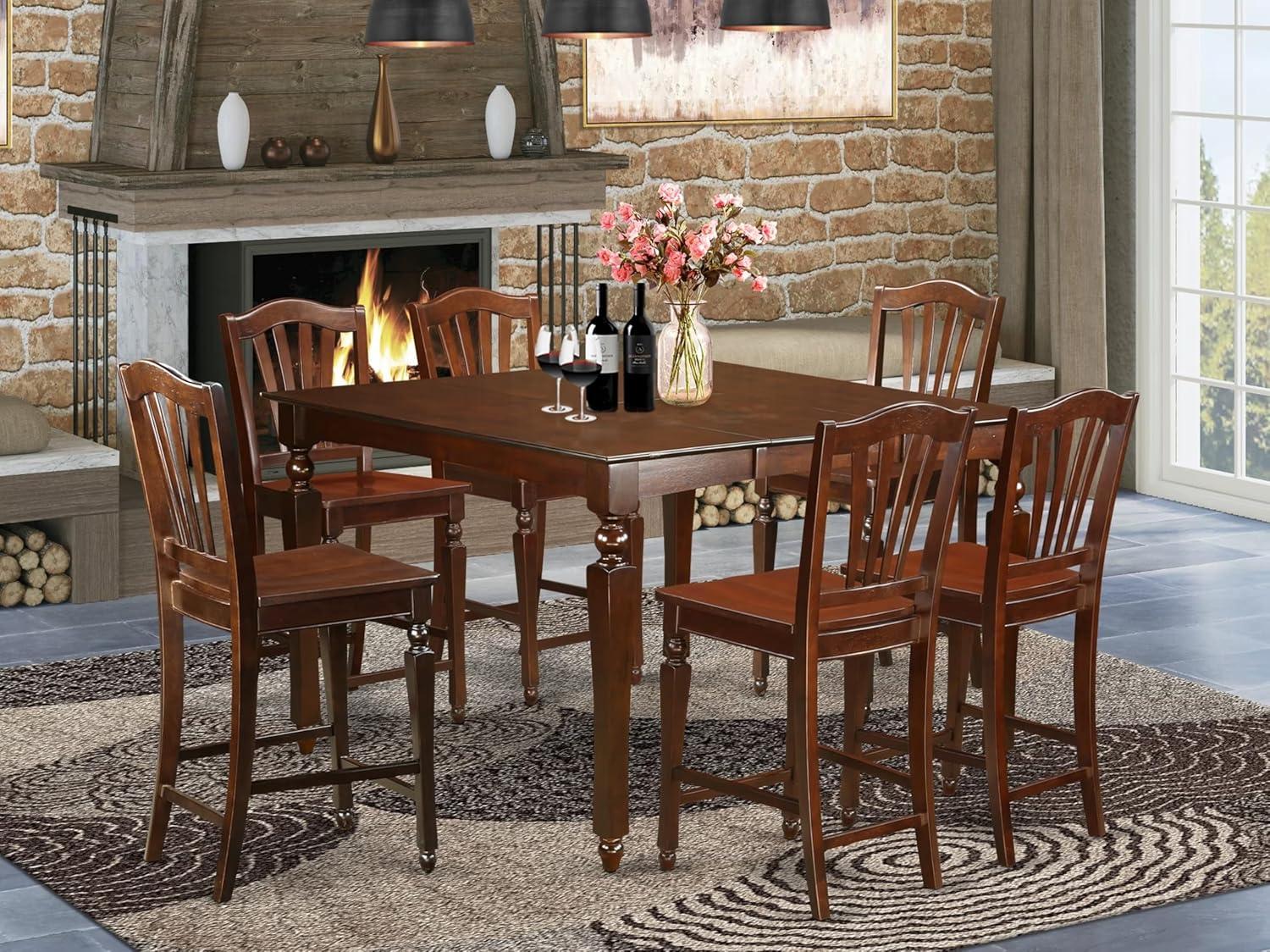East West Furniture Chelsea 7 Piece High Splat Dining Table Set