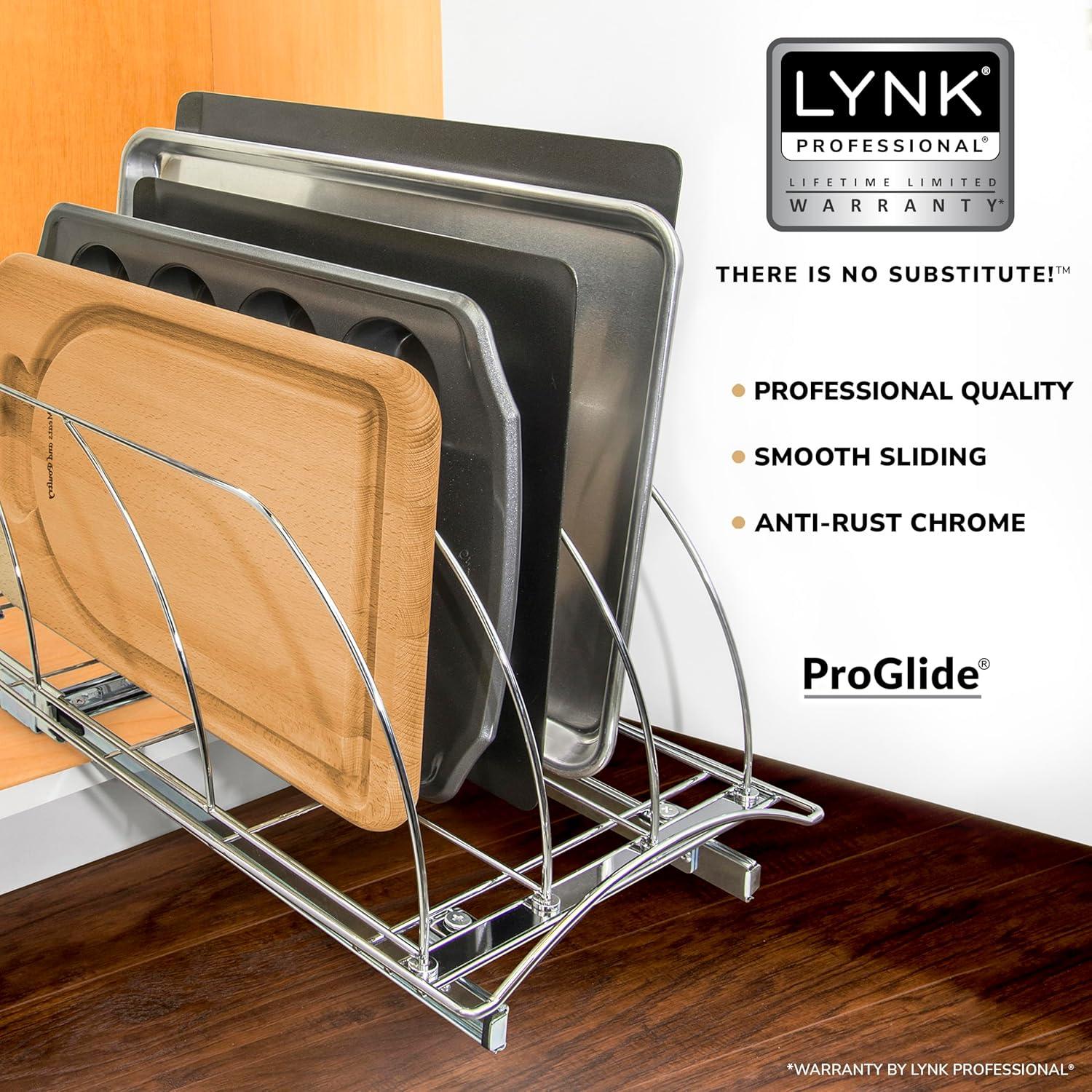 Lynk Professional Slide Out Cutting Board, Bakeware, and Tray Organizer - Pull Out Kitchen Cabinet Rack - 10" x 21": Kitchen Storage