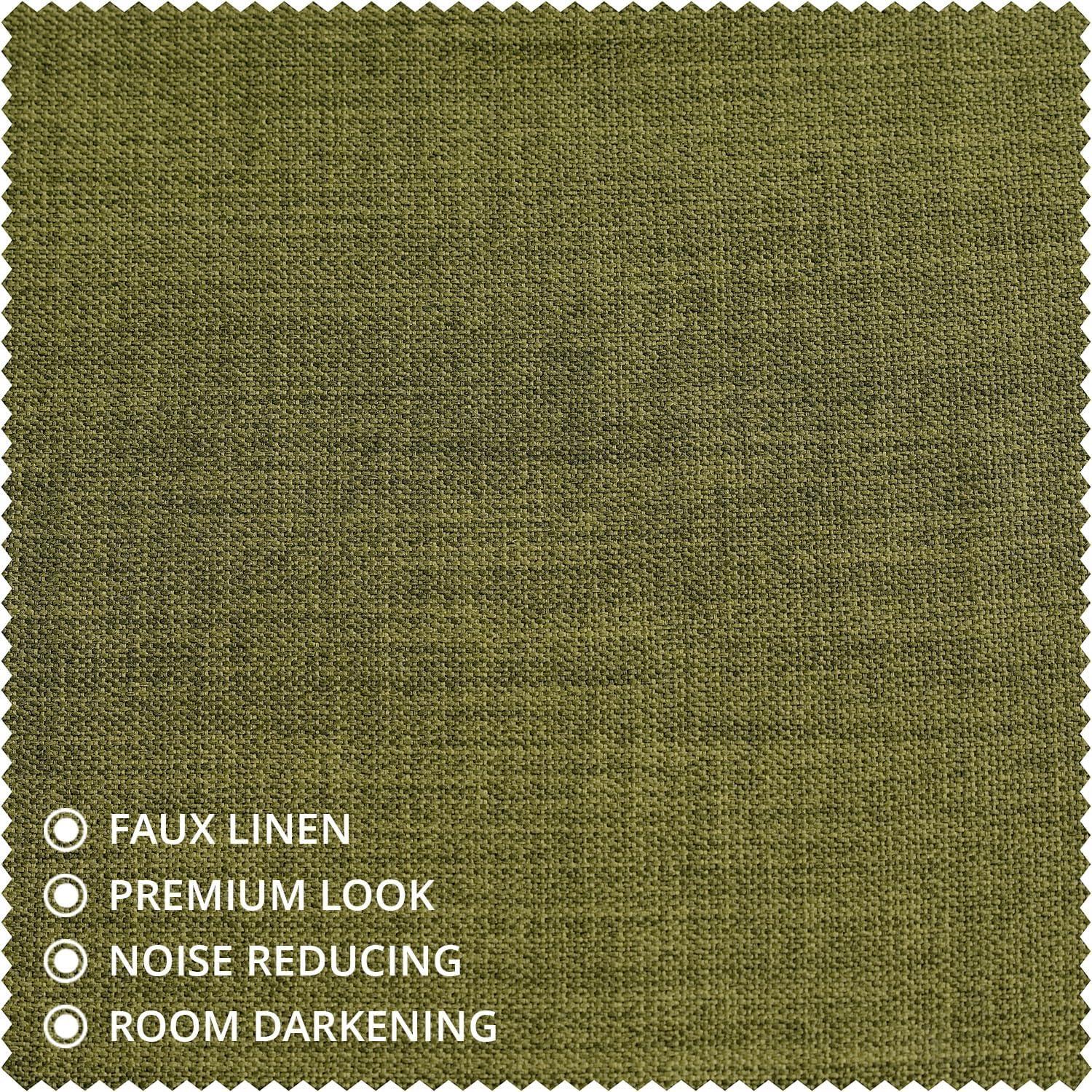 HPD Half Price Drapes Grommet Linen Curtains 84 Inches Long Room Darkening Curtains for Bedroom & Living Room (1 Panel), 50W x 84L, Tuscany Green