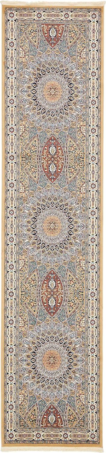 Nain Design Traditional Beige 13' Synthetic Runner Rug