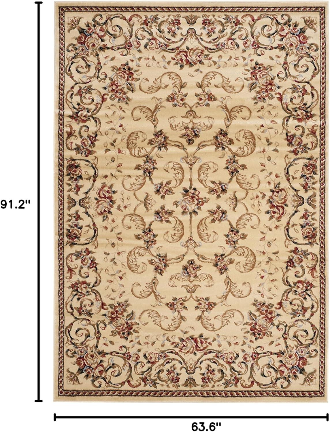 Ivory Floral Vines Medium Pile Area Rug