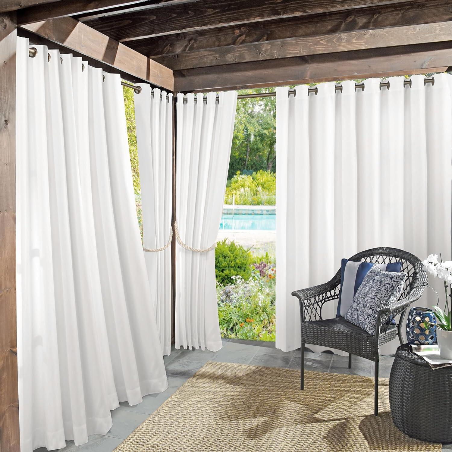 54"x84" Sun Zero Room Darkening Sailor UV Protectant Grommet Indoor/Outdoor Curtain Panel White: Patio Door Curtains
