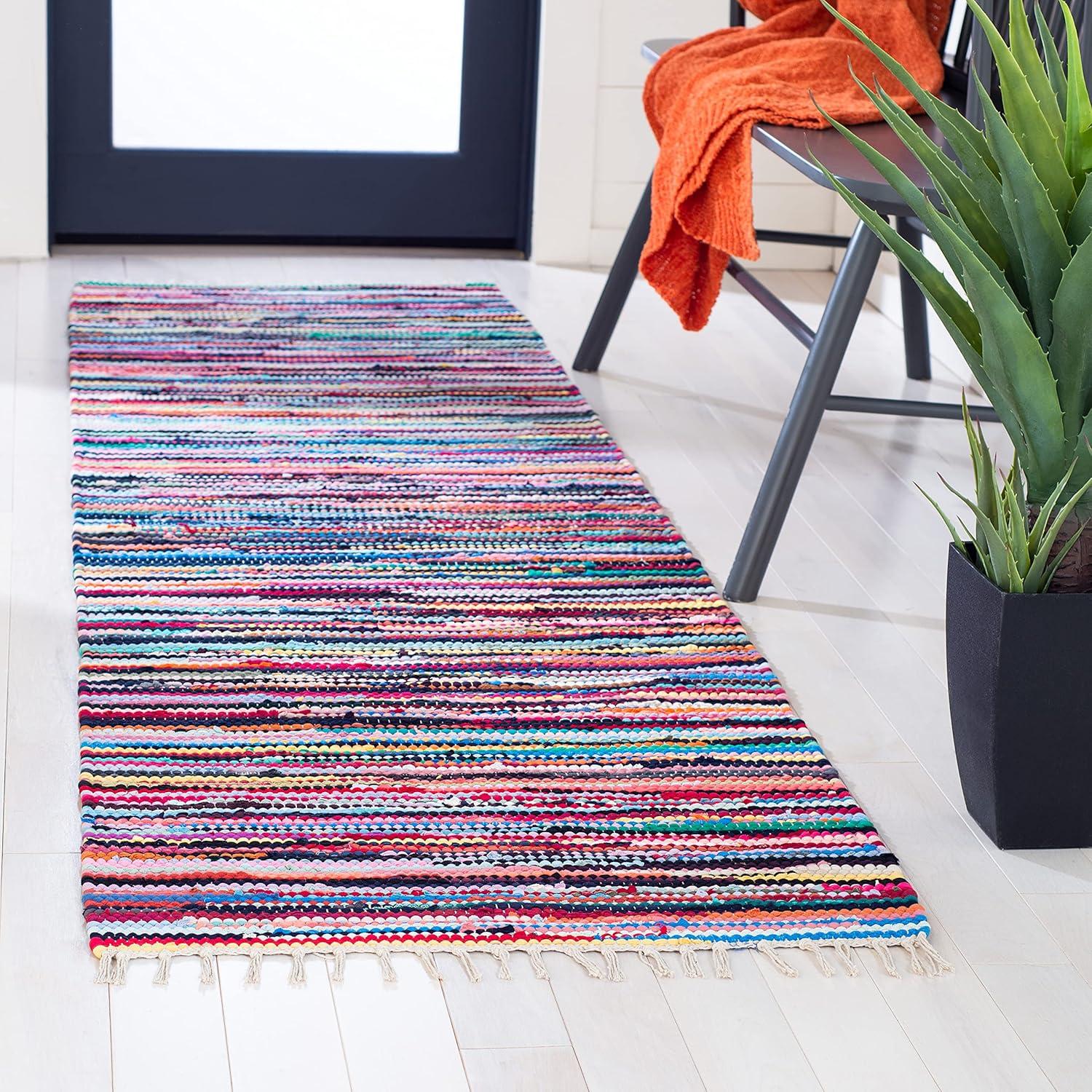 Rag Rug RAR128 Hand Woven Indoor Runner Rug - Multi - 2'3"x9' - Safavieh.