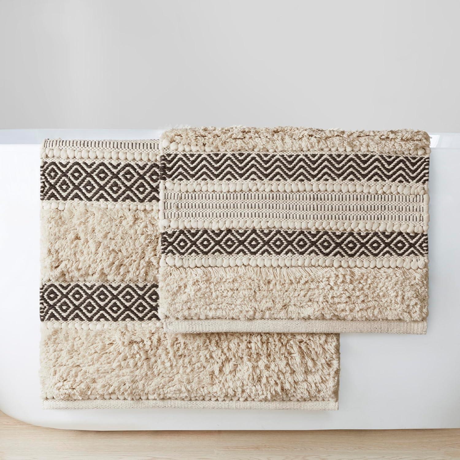 INK+IVY Asher Cotton Blend Bath Rug with Non-Slip Backing