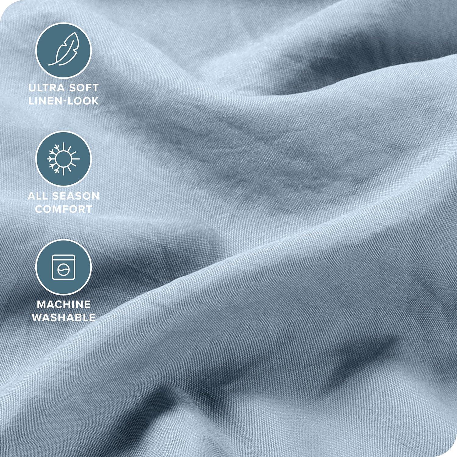 Washed Microfiber Dusty Blue Twin XL Sheet Set by Bare Home