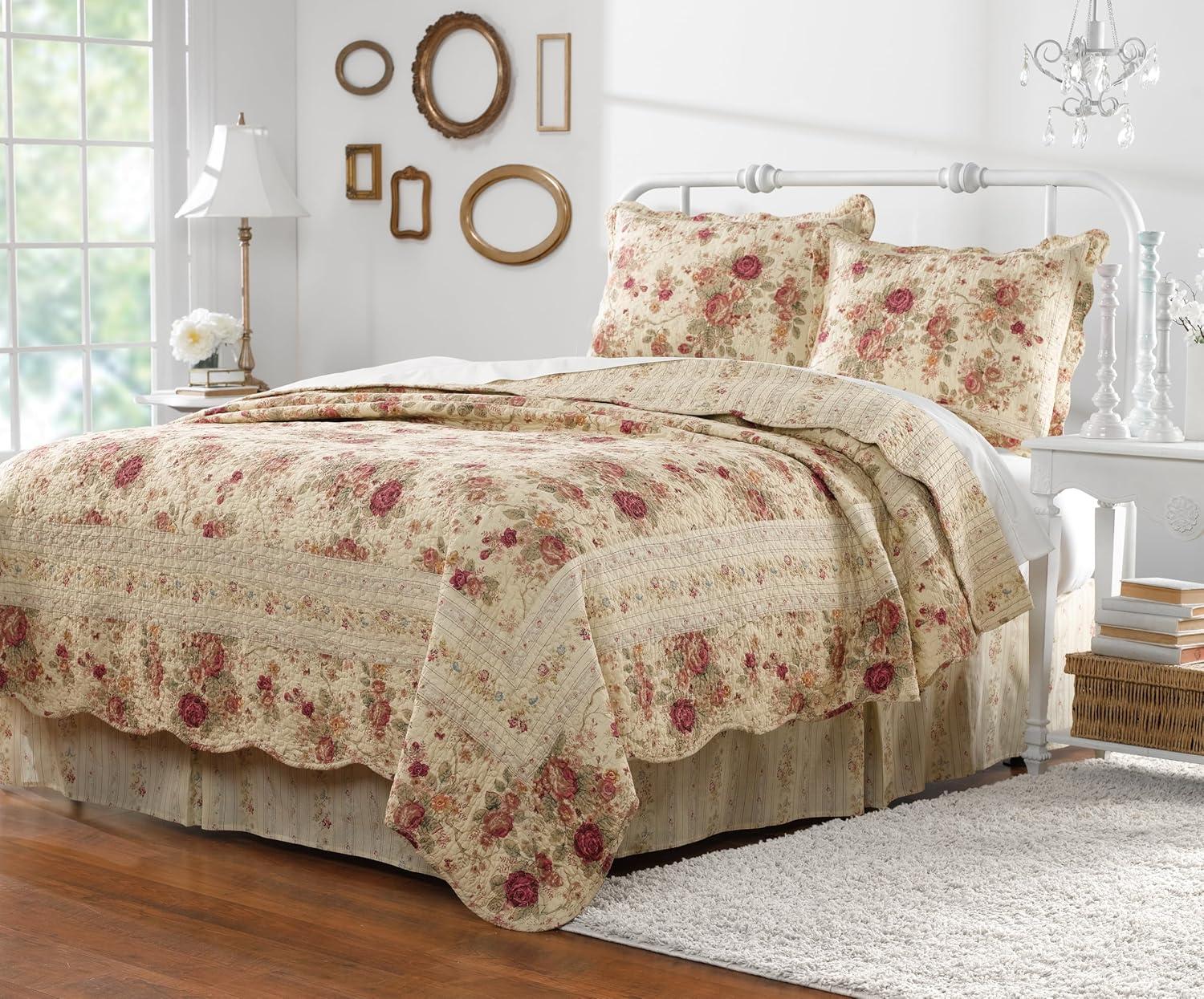 Antique Rose Quilt Bedding Set - Greenland Home Fashions