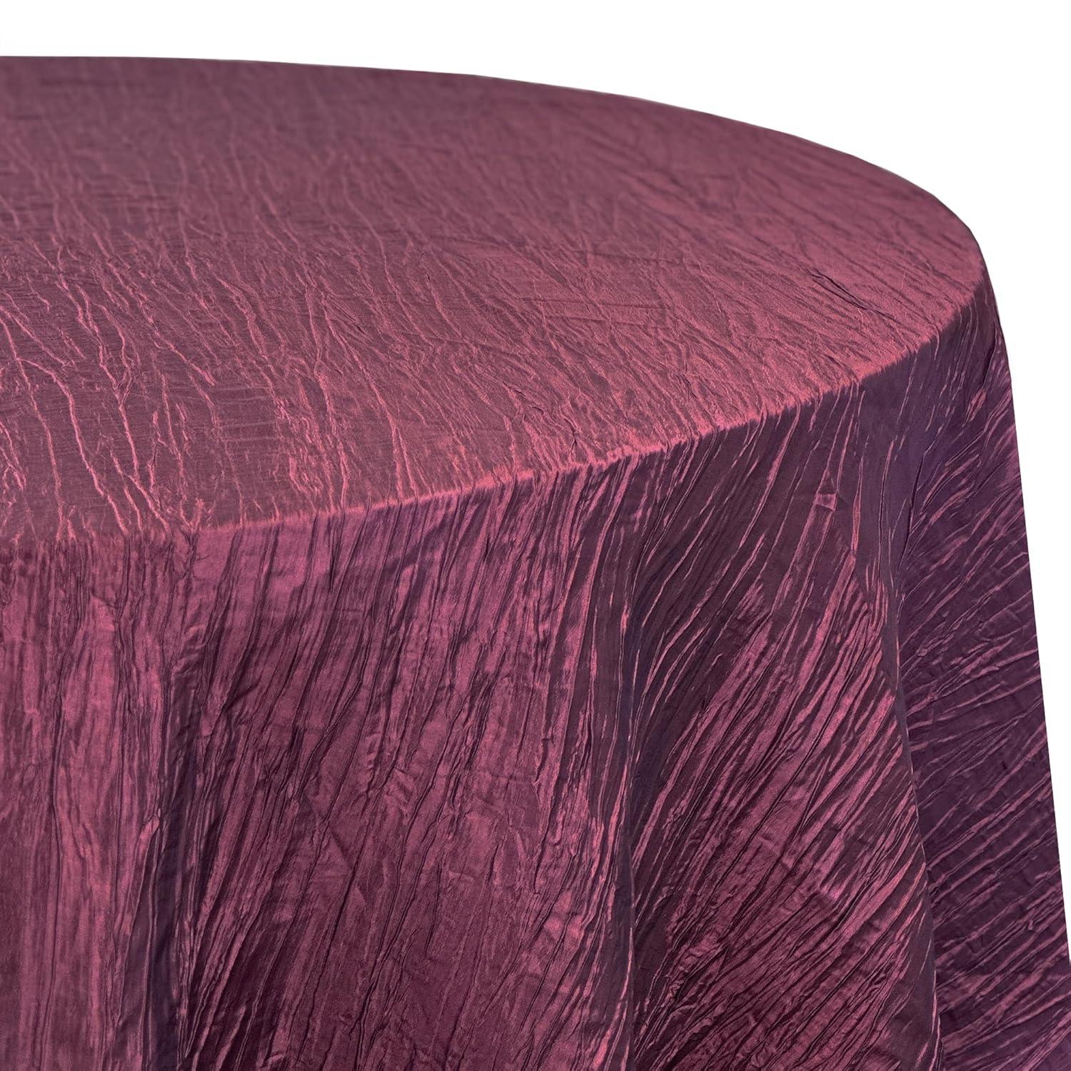 120" Round Eggplant Crinkle Taffeta Tablecloth for Events