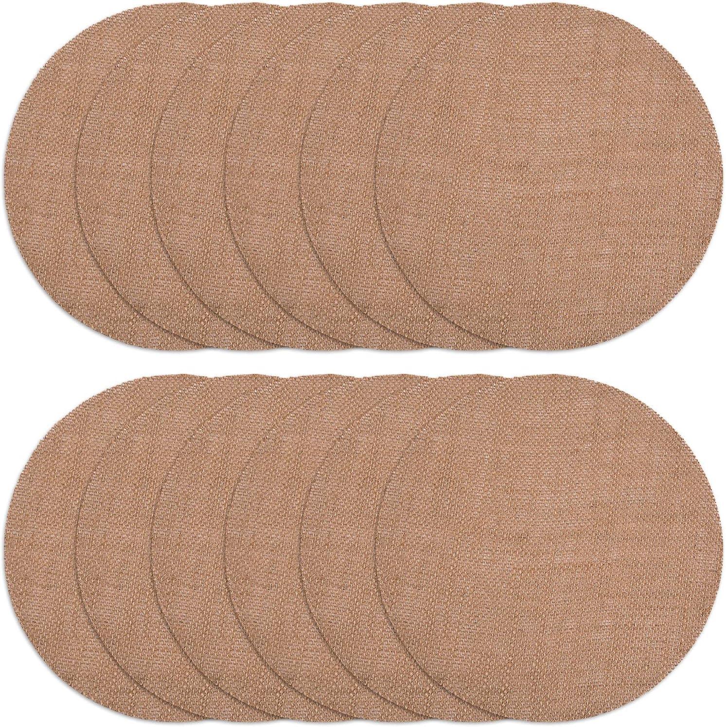 Rustic Burlap Round Placemats - 12" Diameter Burlap Circle Rustic Table Decorations (Set of 12) - Rustic Farmhouse Table Setting for Weddings, Dining & Event Decor