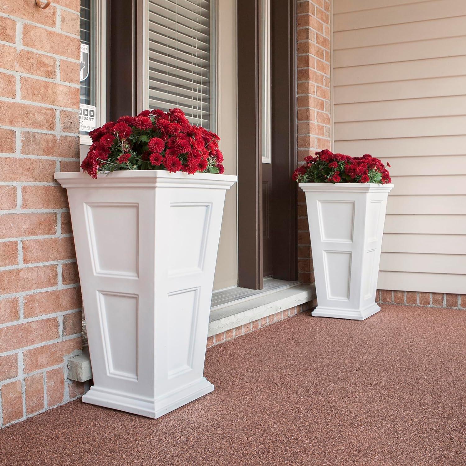 Fairfield White Tall Square Polyethylene Outdoor Planter Set