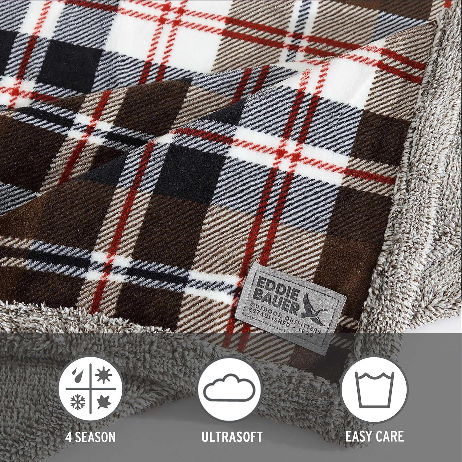 Brown and Orange Reversible Sherpa Fleece Throw Blanket