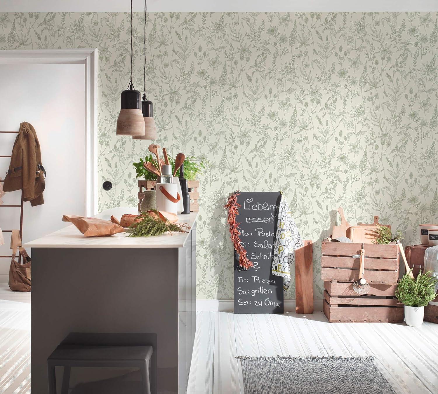 Advantage Nami Olive Floral Unpasted Expanded Vinyl Wallpaper, 21-in by 33-ft, 57.8 sq. ft.