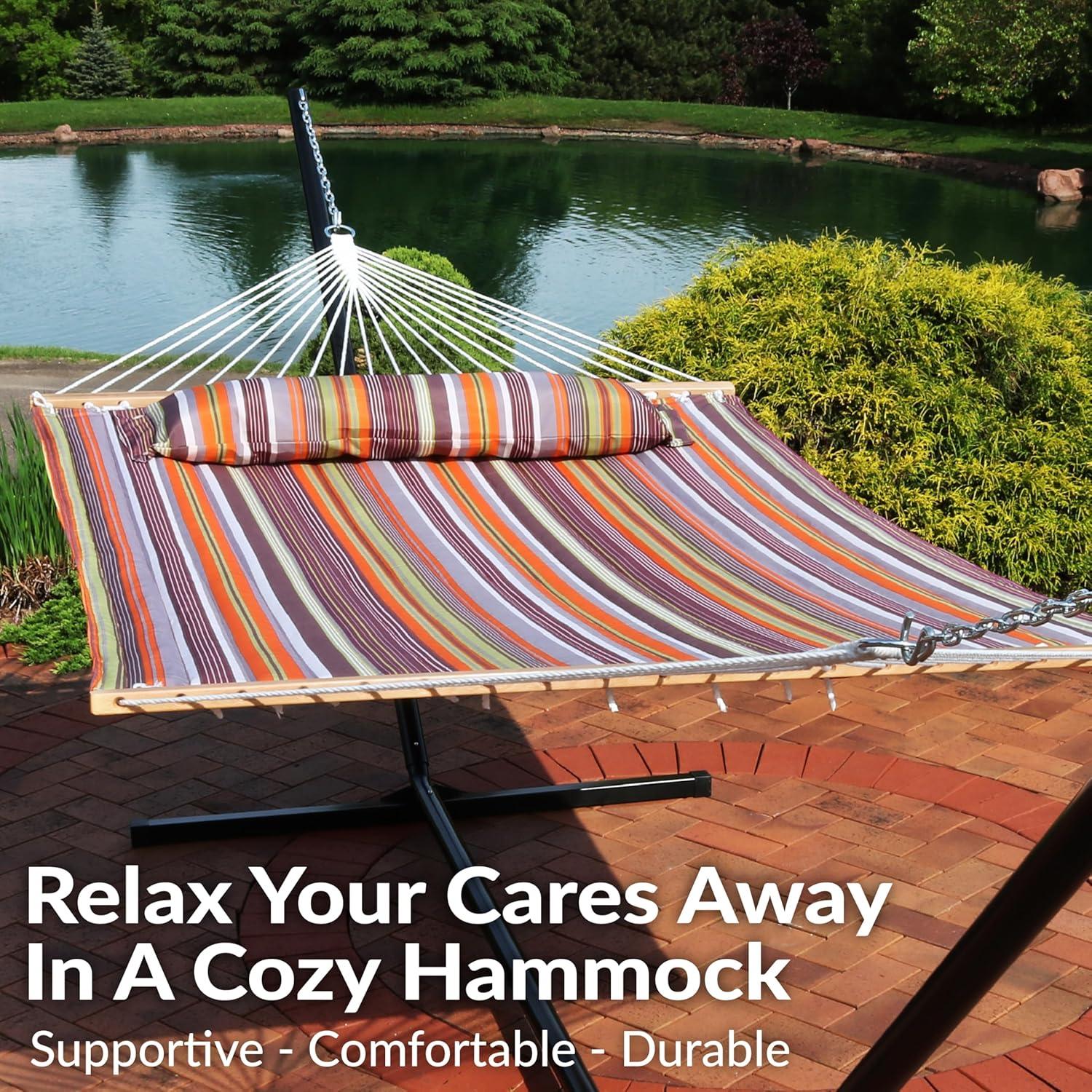 2-Person Quilted Polyester Spreader Bar Hammock