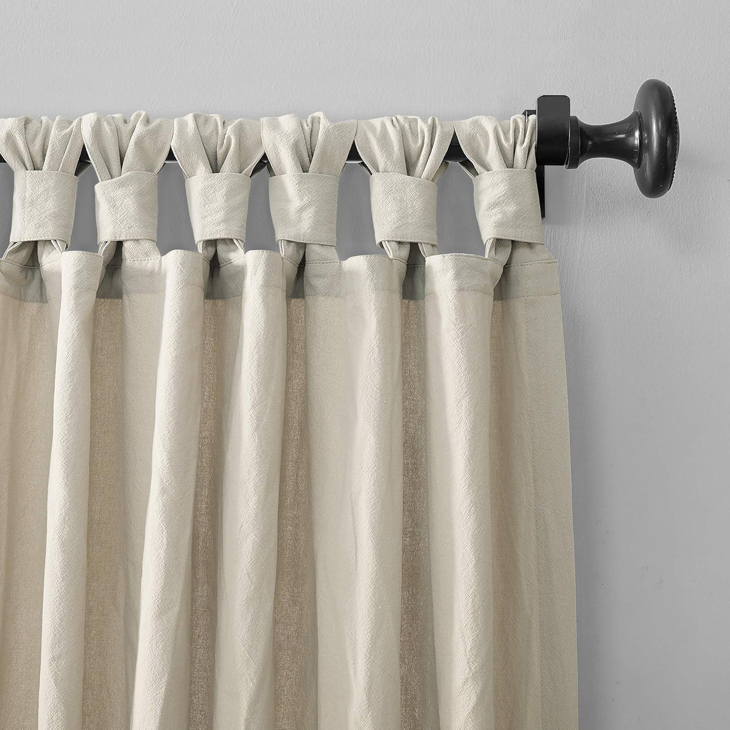 52"X63" Archaeo Light Filtering Washed Cotton Twist Tab Curtain Panel Oat: Modern Window Treatment, Machine Washable