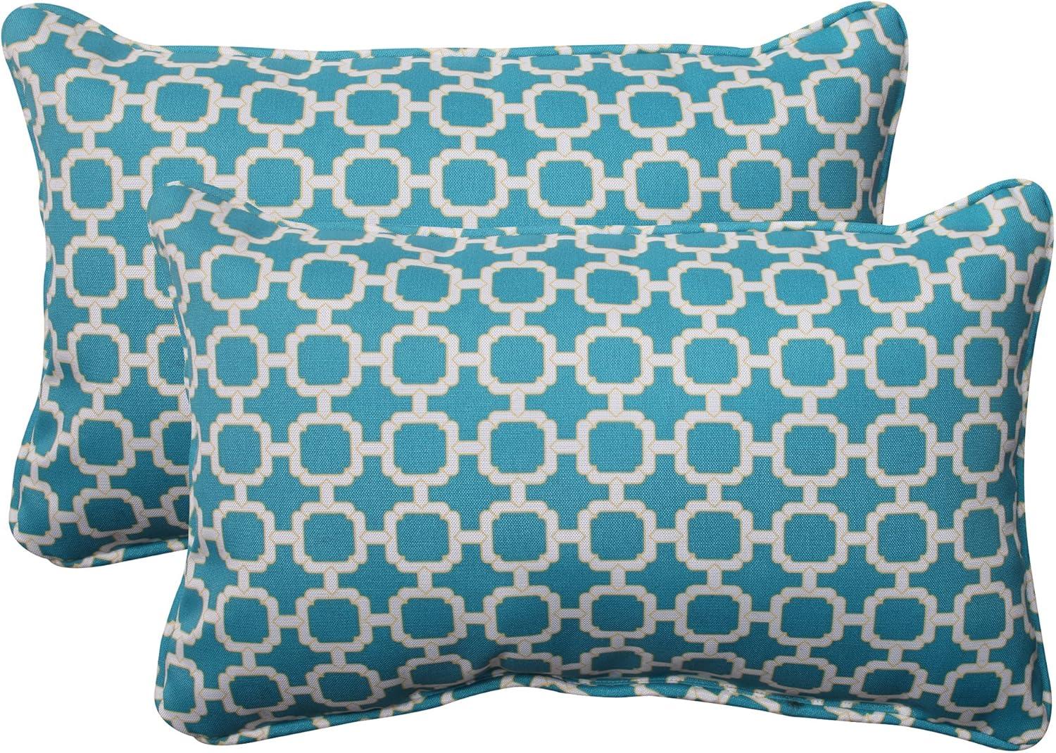 Pillow Perfect 498386 Hockley Teal Rectangle Throw Pillow (Set of 2)