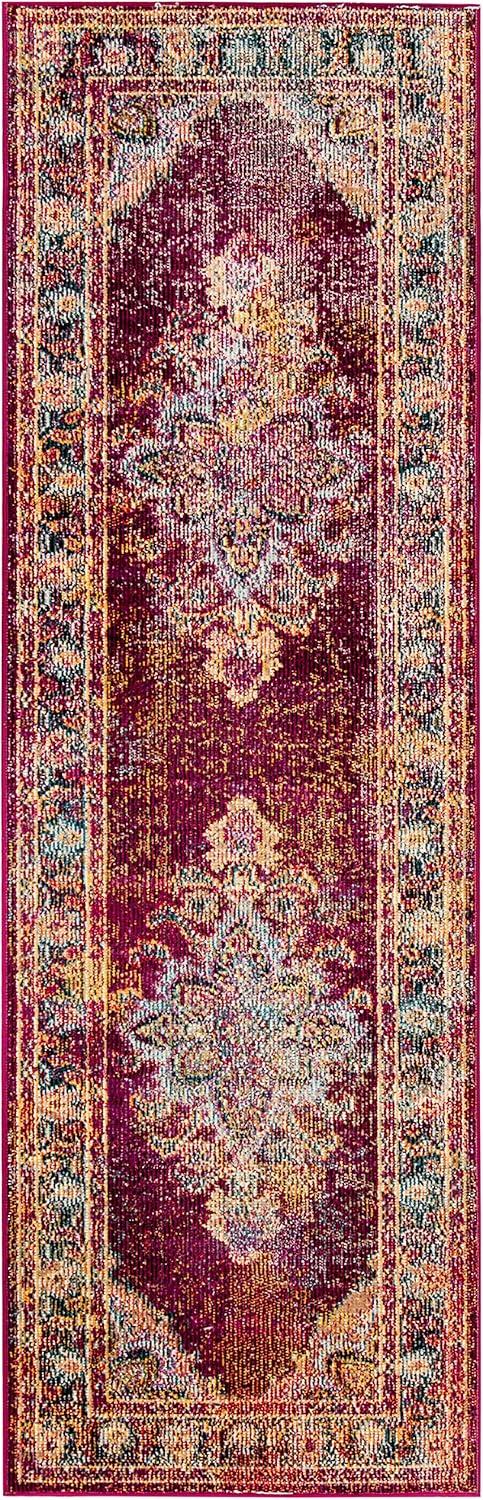 Crystal CRS508 Power Loomed Runner Rug - Ruby/Navy - 2'2"x7' - Safavieh.