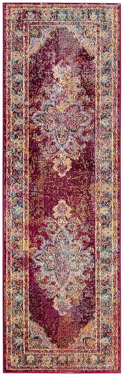 Crystal CRS508 Power Loomed Runner Rug - Ruby/Navy - 2'2"x7' - Safavieh.