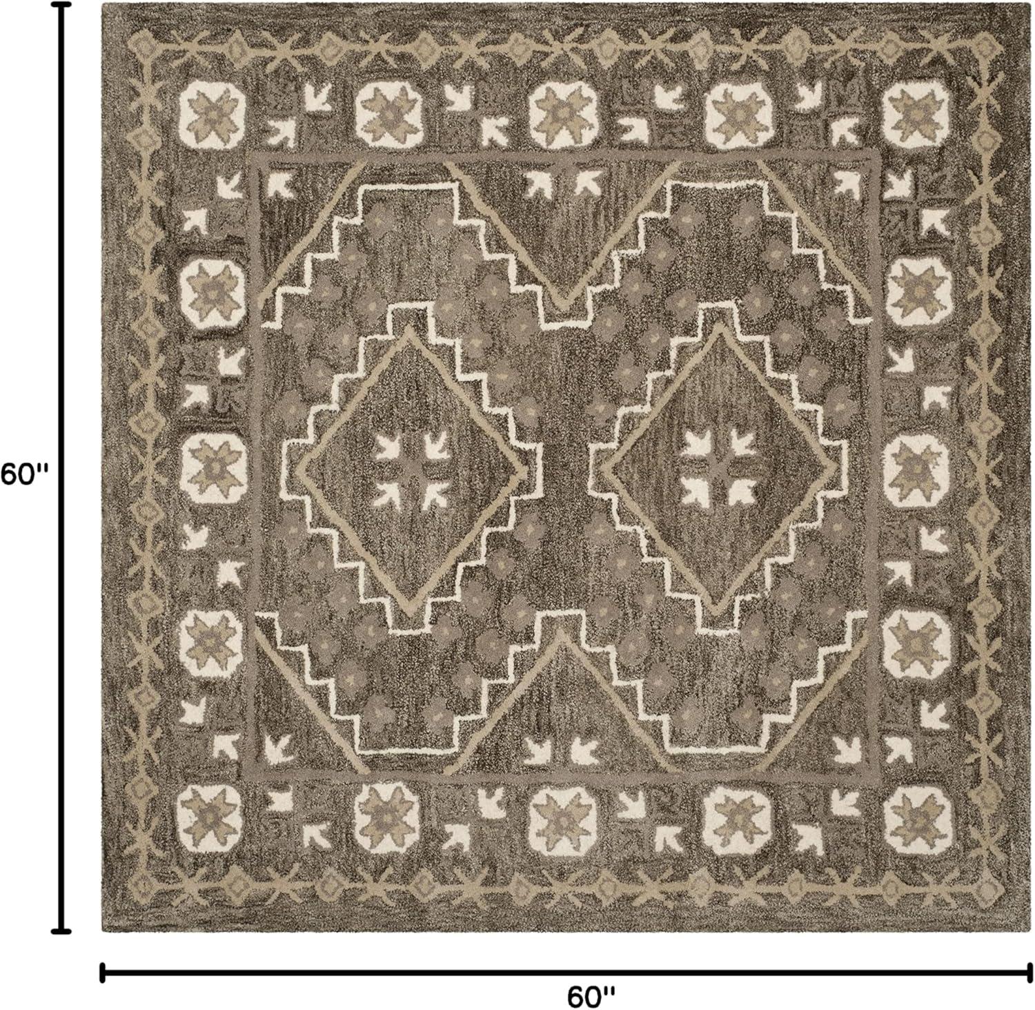 Bella BEL672 Hand Tufted Area Rug - Brown/Taupe - 5'x5' - Safavieh.