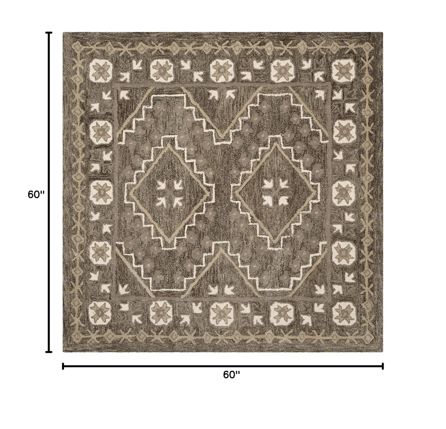 Bella BEL672 Hand Tufted Area Rug - Brown/Taupe - 5'x5' - Safavieh.